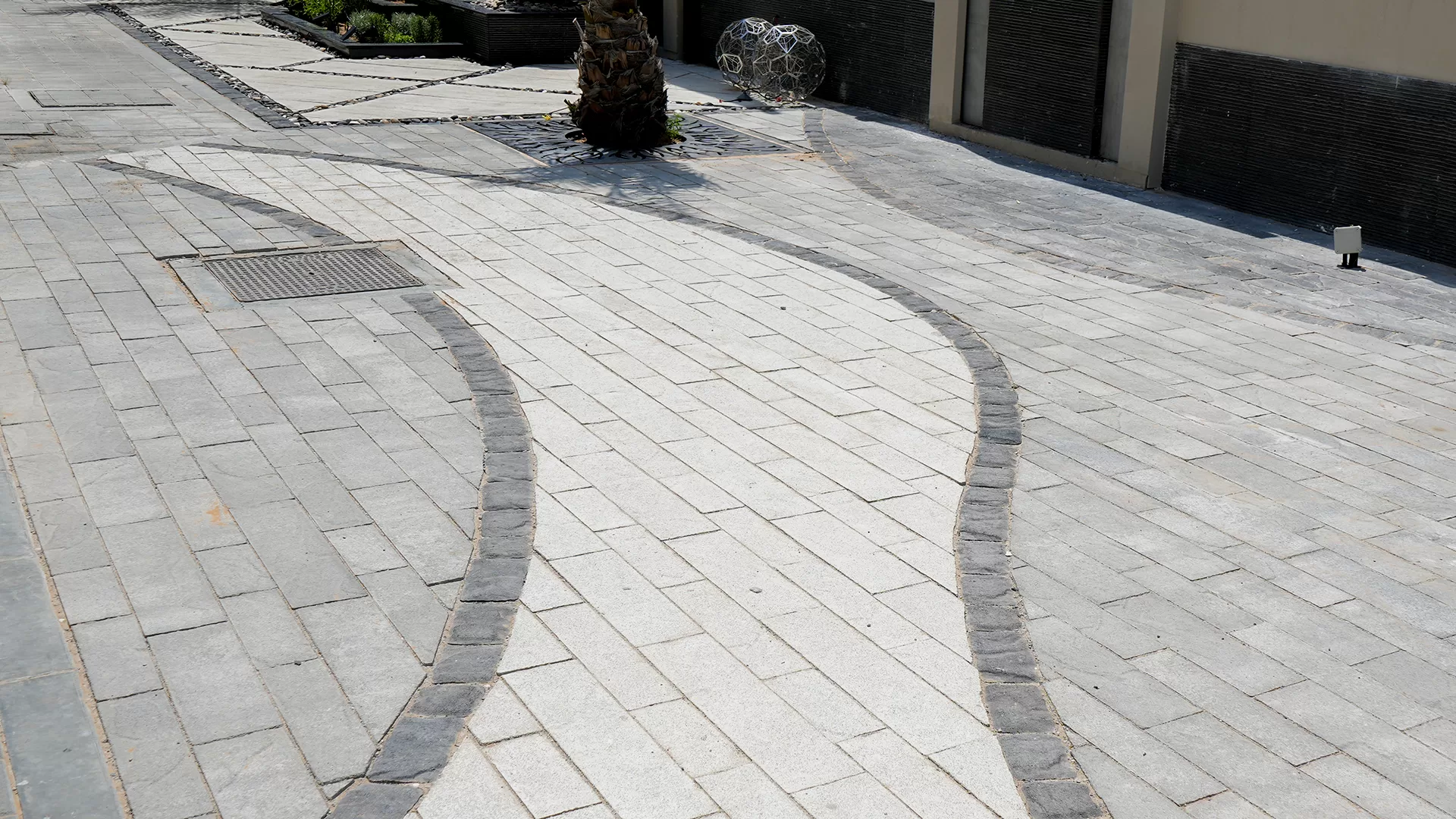 Herringbone pattern patio