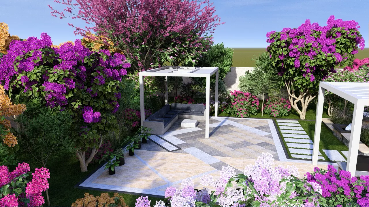 Aerial overview of an outdoor living space